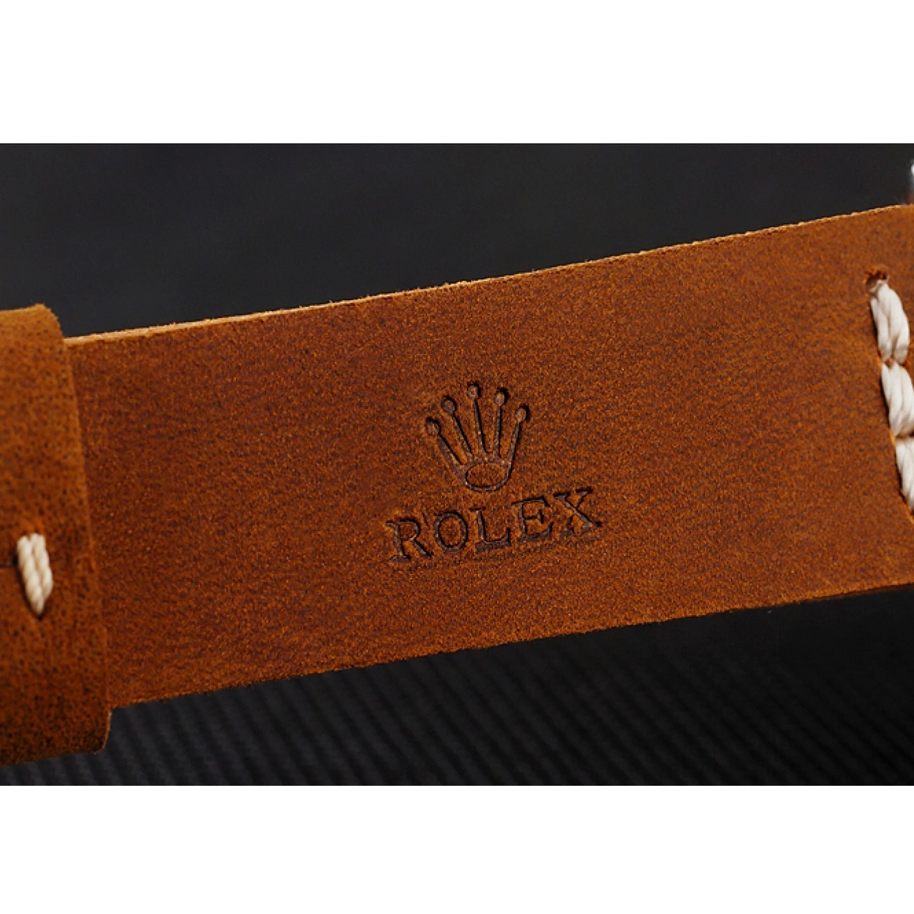 Best AAA Replica Sites Brown Case Leather Master Rolex Yacht Bracelet 1453859 Dial Silver Black 0713